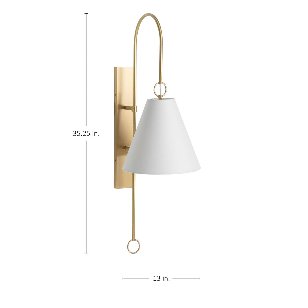 Anniston Alabaster Brass White Linen Wall Sconce - 10.5 In. D X 35.25 In. H