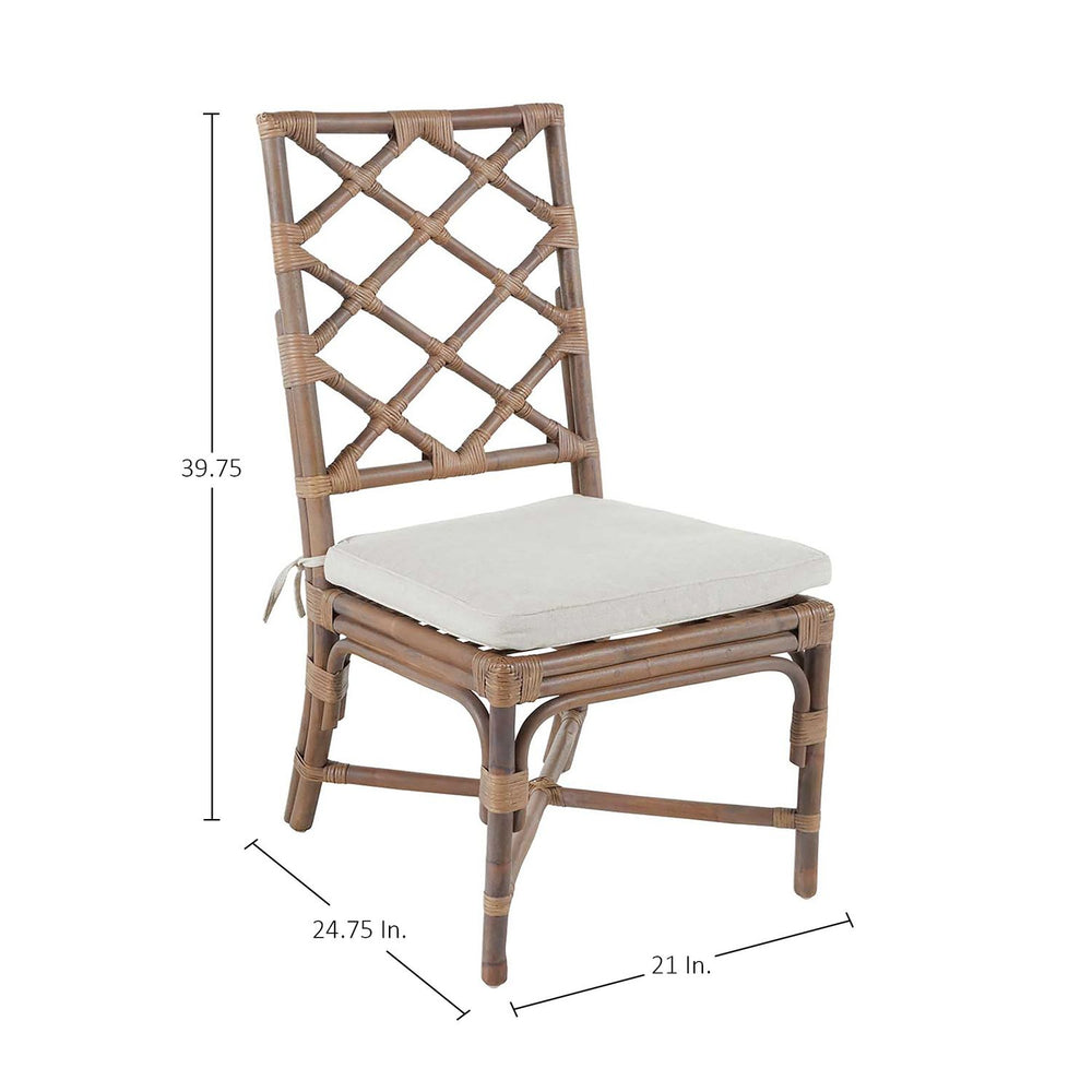 Kennedy Natural Rattan Linen Crisscrossed Back Dining Chair - Cream