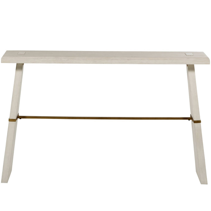 Havana Mindi Wood Rectangle Trestle Console Table - Antique White, 52 In. W X 32.25 In. H