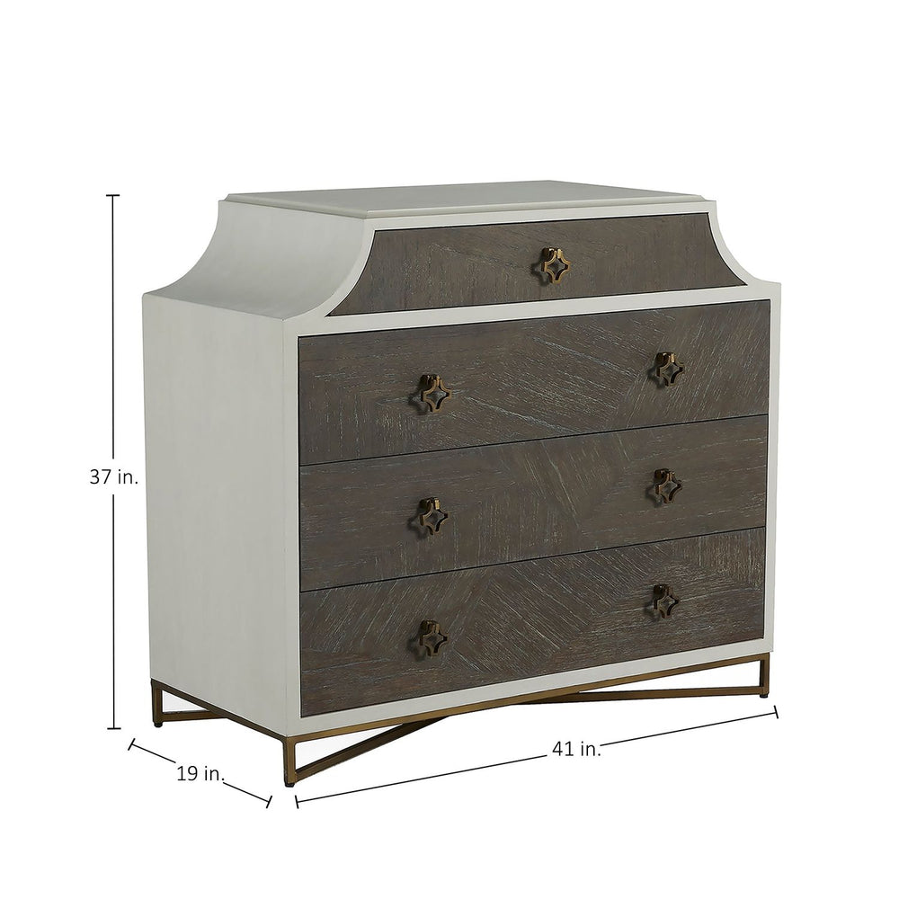Kirsten Mindi Wood Chest - 4 Drawers, Cerused Coal Cerused White