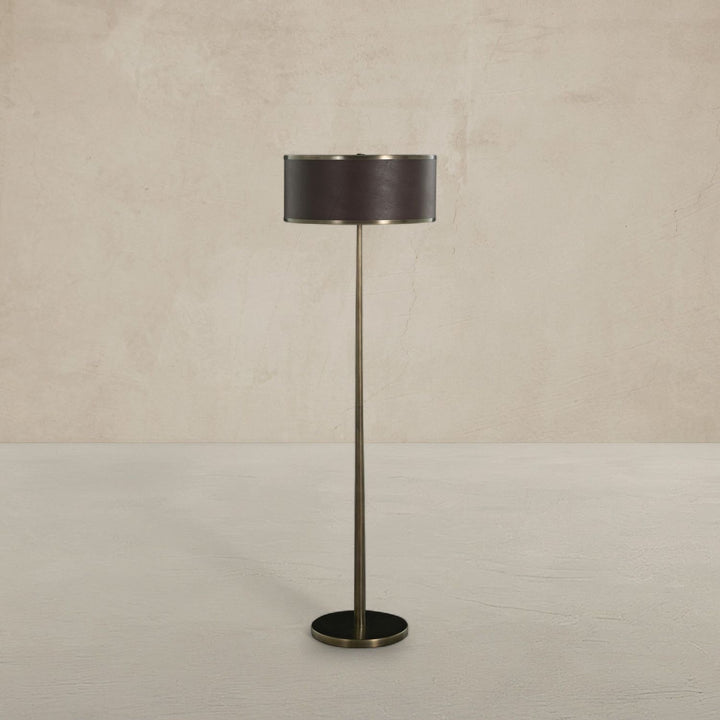 Vistara Mountain Bronze Leather Floor Lamp - 59.5 In. H
