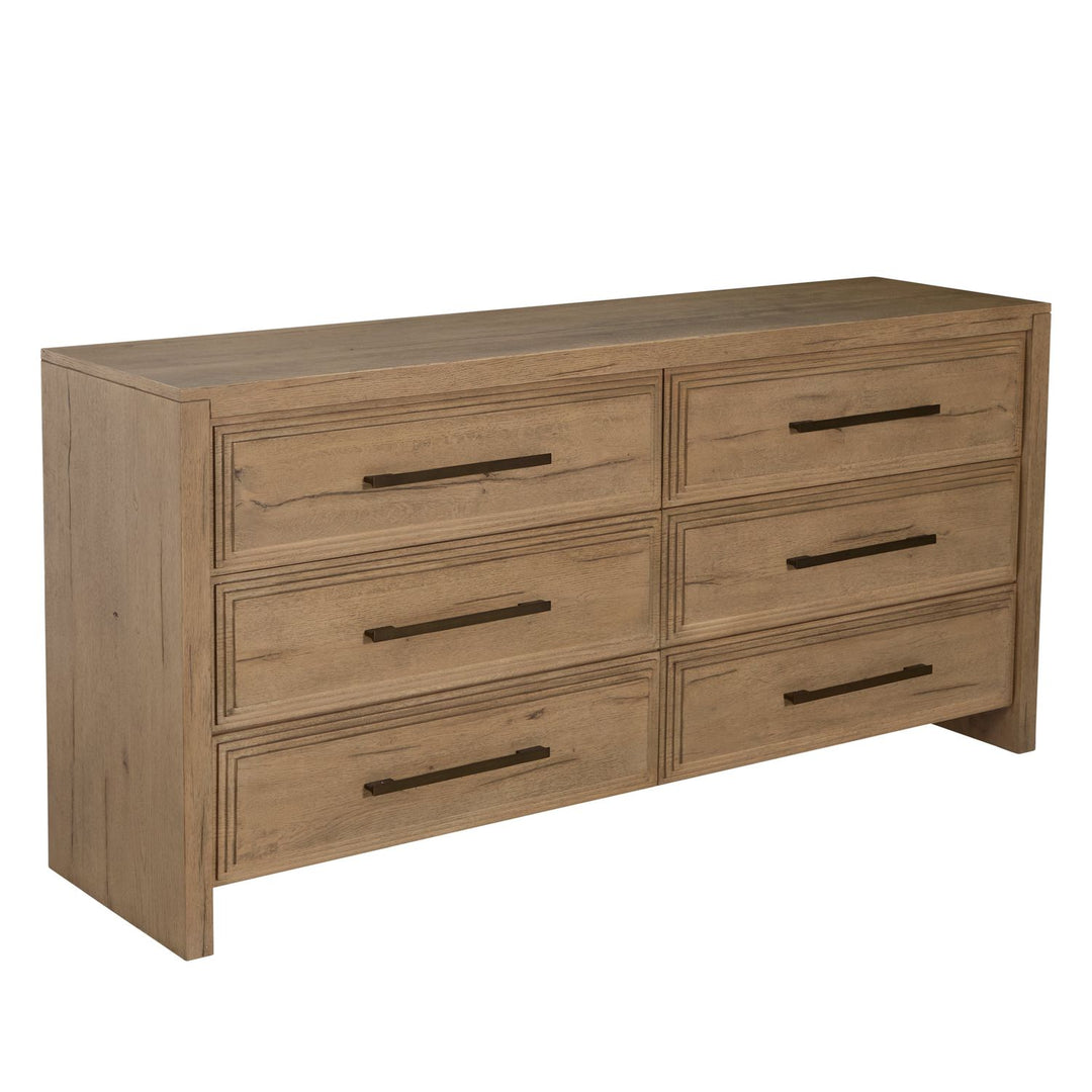 Wren Oak Wood Dresser - 6 Drawers, Dawn
