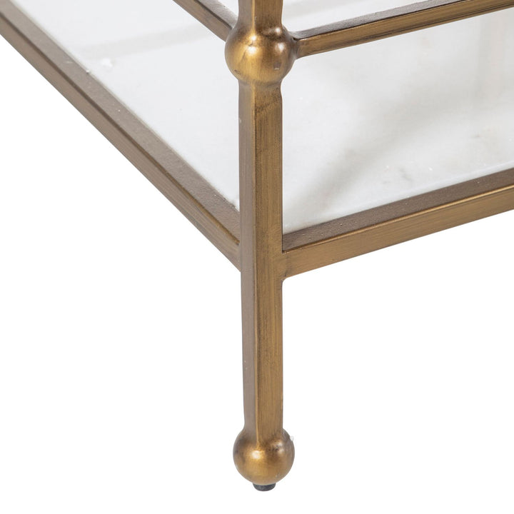 Thia Marble Bar Console Table - Fixed Shelf, Brushed Brass