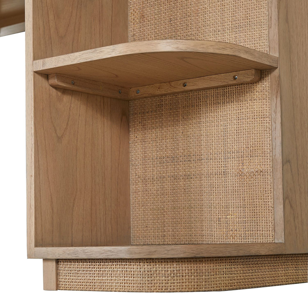 Elsa Mindi Wood Desk - 6 Soft-Close Drawers, Blonde Natural
