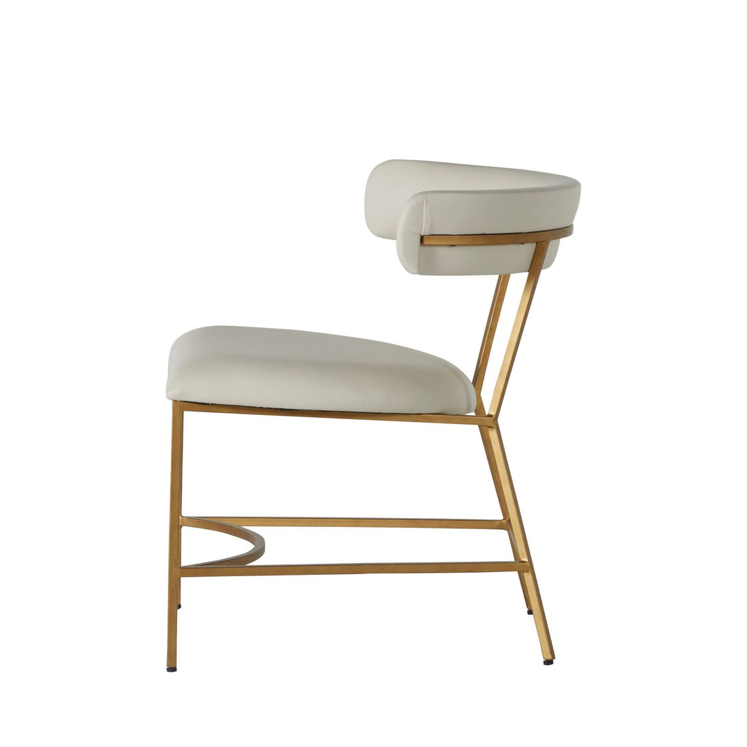 Matlock Metal Faux Leather Dining Chair - White Antique Gold