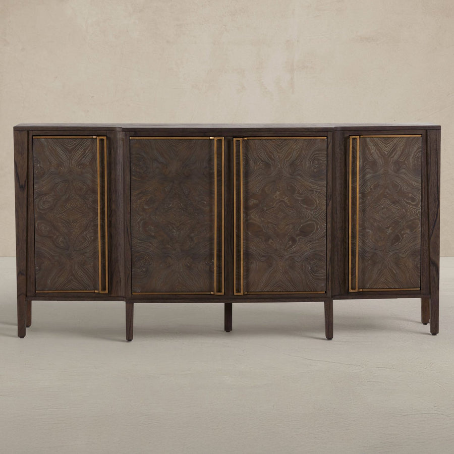 Fitzgerald Mindi Wood Sideboard - 3 Shelves, Dark Gray