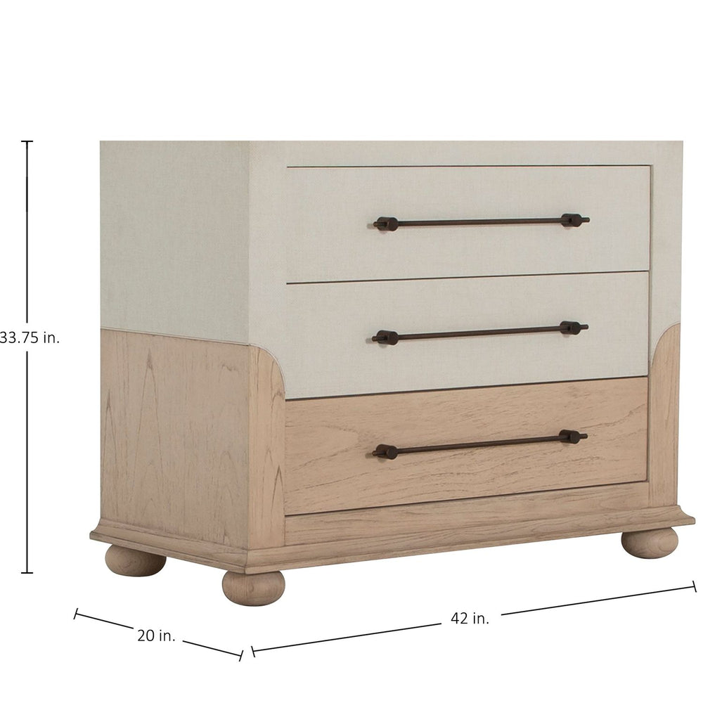 Crestine Mindi Wood Chest - 3 Drawers, White Raffia