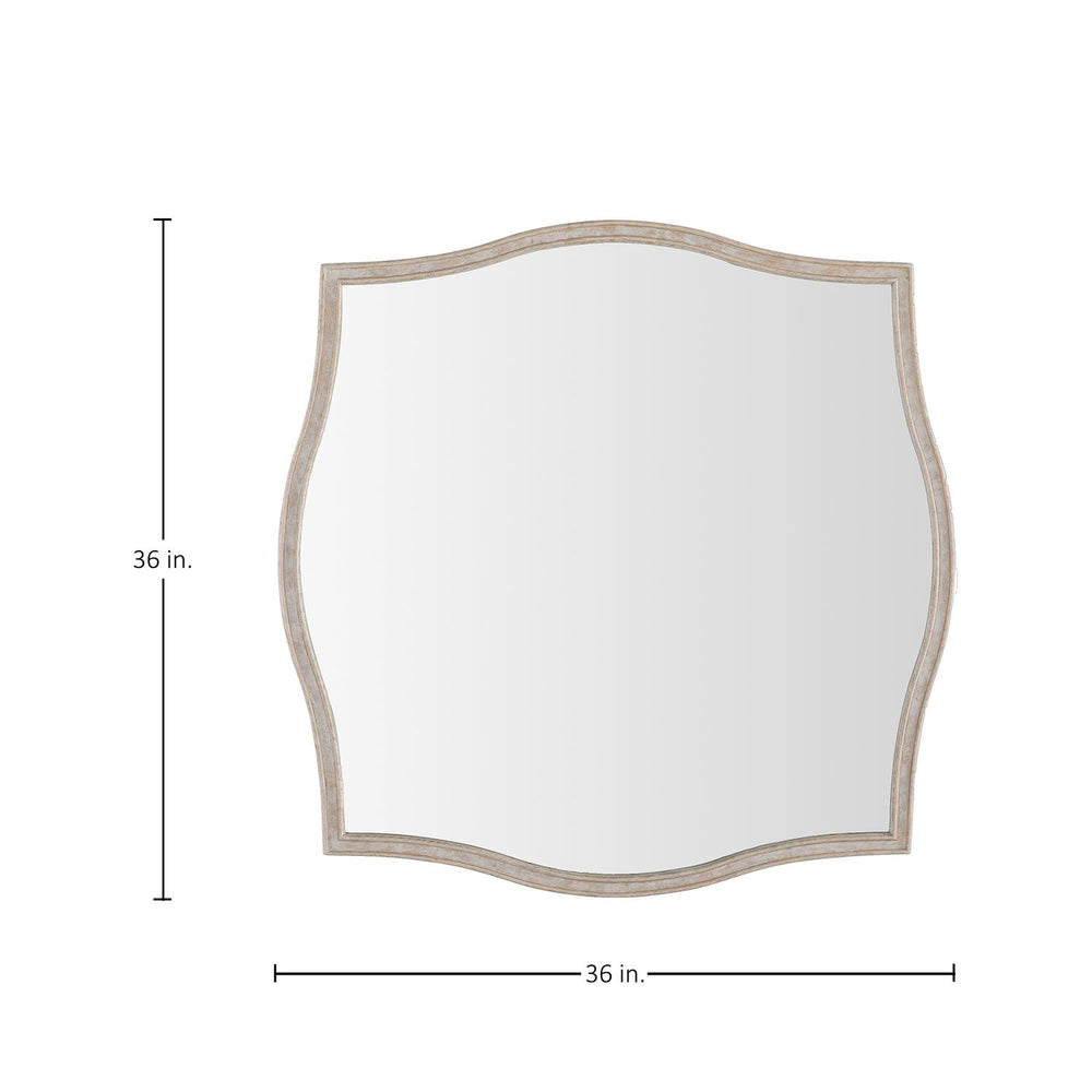 Artesia Curved Accent Mirror - Distressed White, 36 In. H X 36 In. W X 1 In. D
