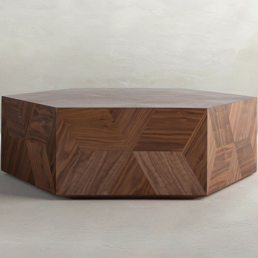 Santiago Wood Hexagon Pedestal Coffee Table - 50 In. W X 16 In. H