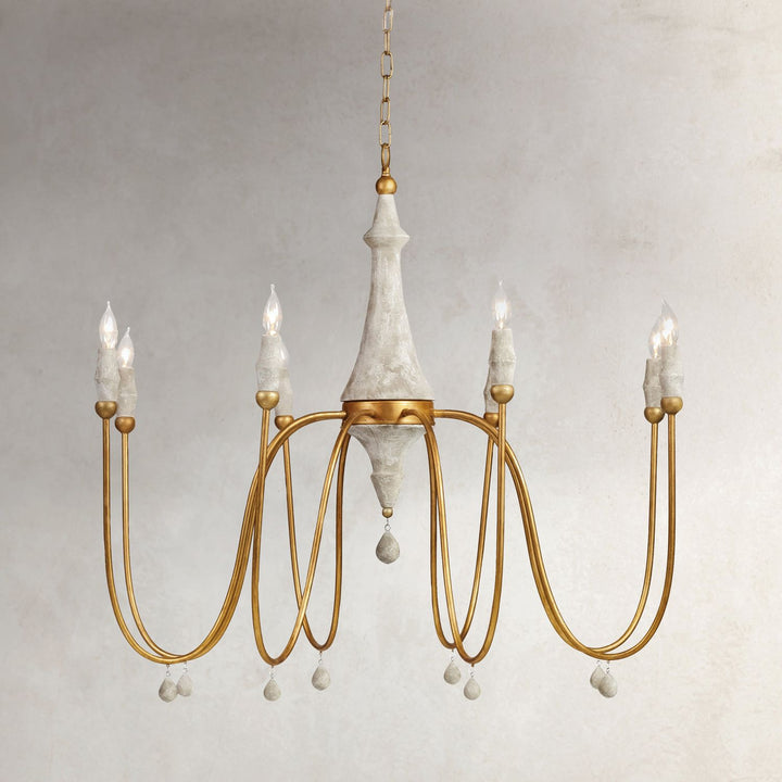 Clay Metal Vintage Gold Chandelier - 41 In. D X 37 In. H