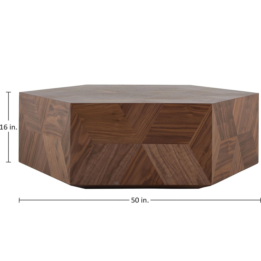 Santiago Wood Hexagon Pedestal Coffee Table - 50 In. W X 16 In. H