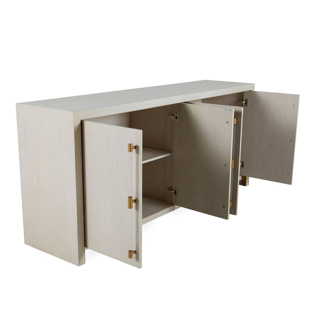 Winford Oak Waterfall Cabinet - 2 Shelves, Cerused White