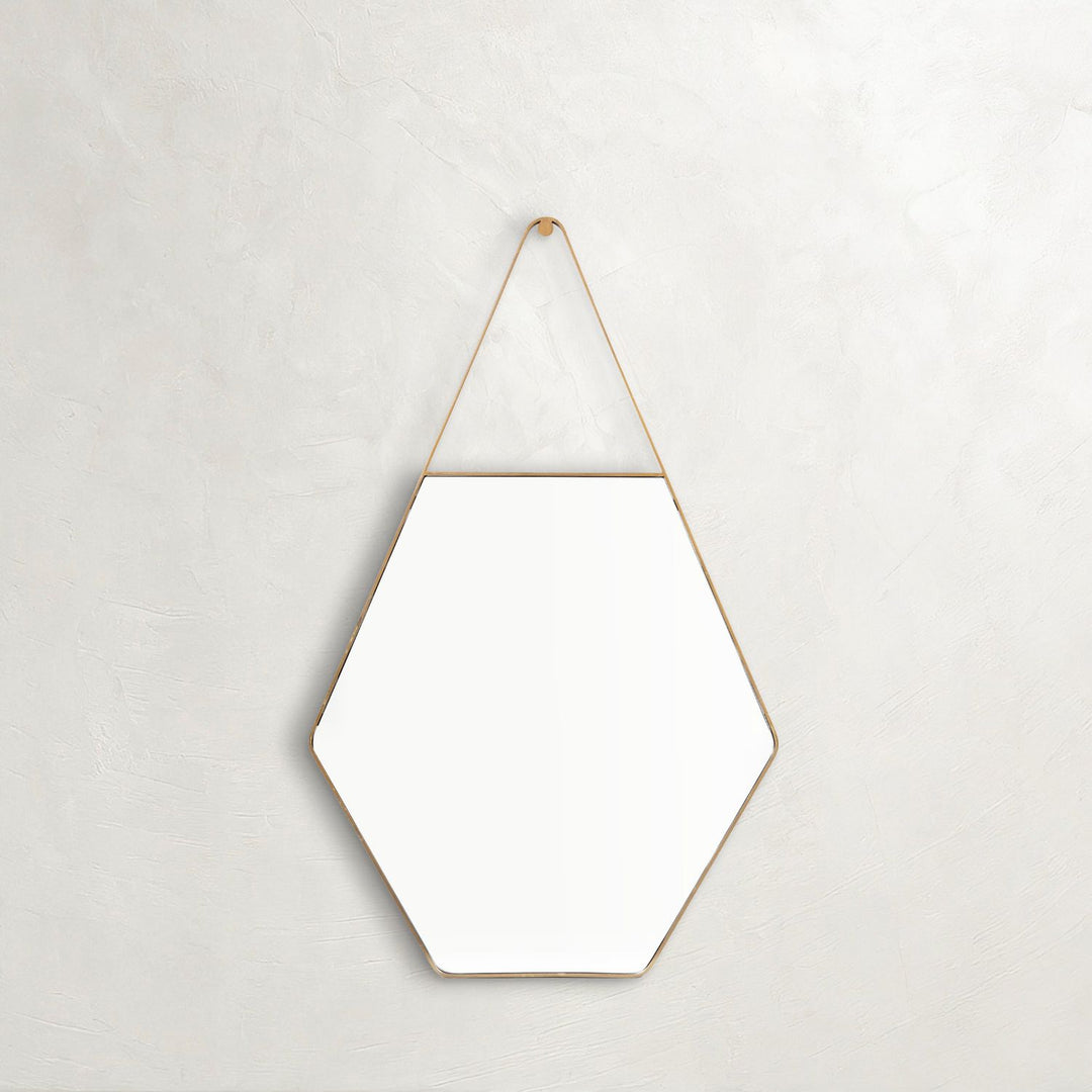 Lovell Hexagon Accent Mirror - Brushed Antique Gold, 44 In. H X 27 In. W X 1 In. D