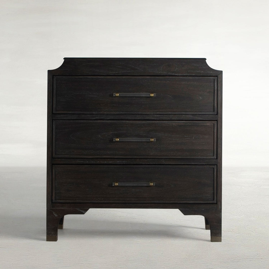 Alexandra Mindi Wood Storage Chest - 3 Drawers, Cerused Forest Black
