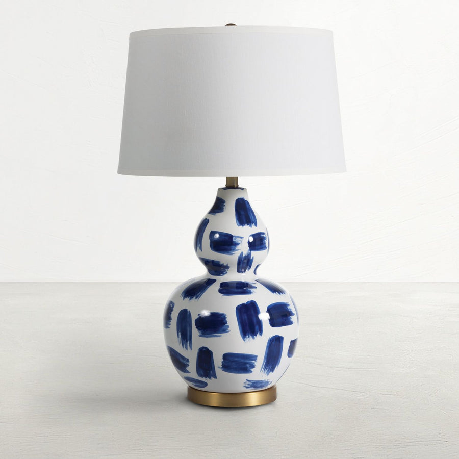 Luca Stoneware Blue White Ceramic Table Lamp - 29 In. H
