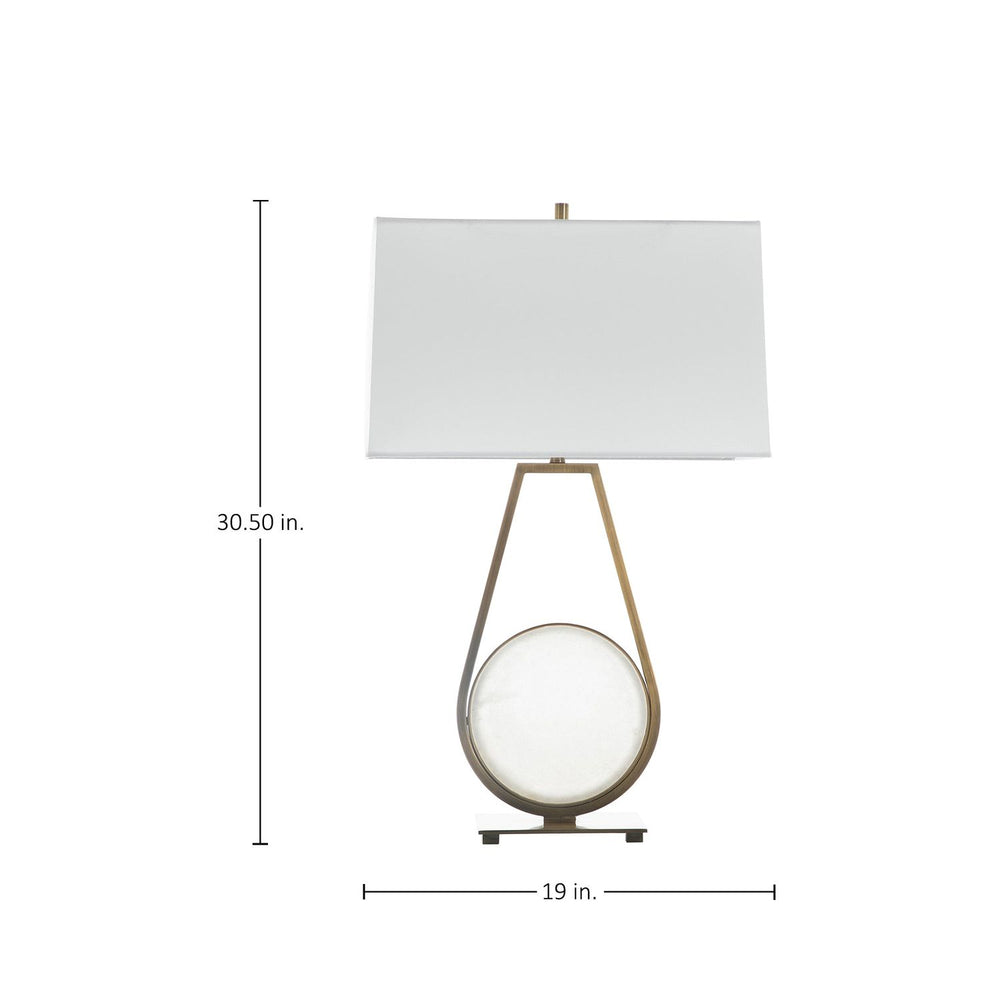 Emerald Ceramic Antique Brass Table Lamp - 30.5 In. H, White