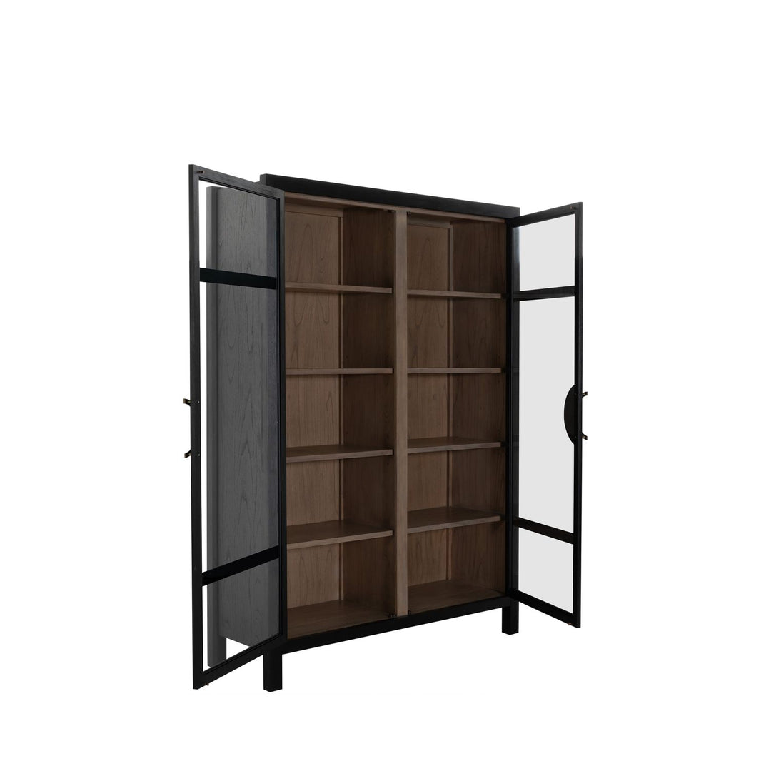 Elias Mindi Wood Transitional Cabinet - 4 Shelves, Antique Bronze
