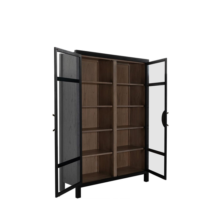 Elias Mindi Wood Transitional Cabinet - 4 Shelves, Antique Bronze