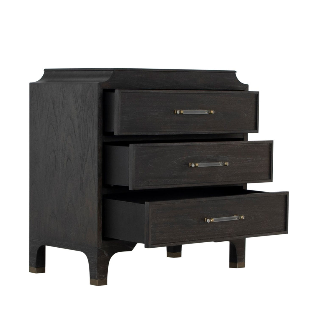 Alexandra Mindi Wood Storage Chest - 3 Drawers, Cerused Forest Black