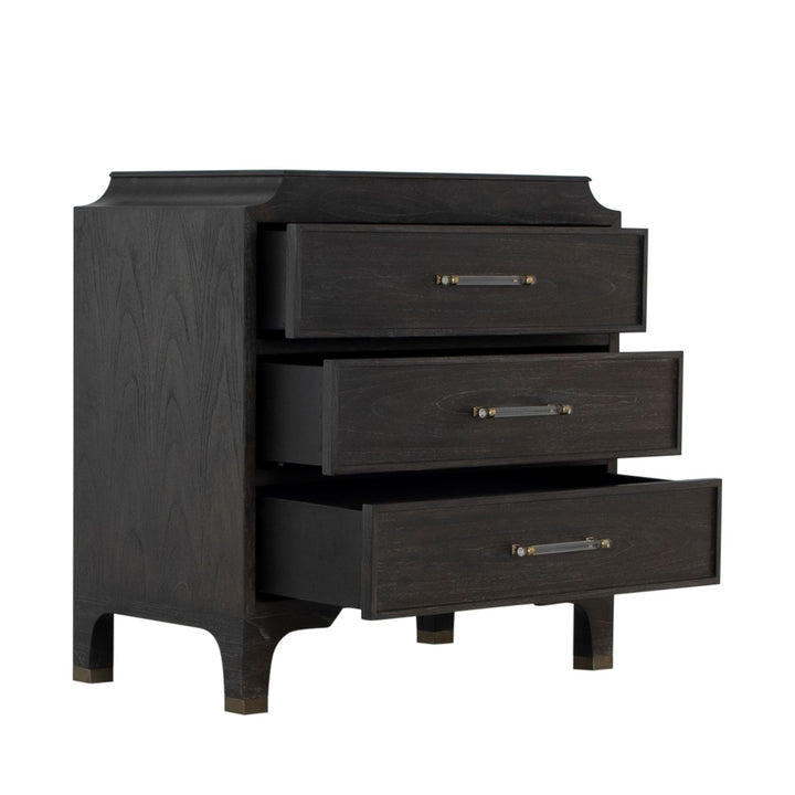 Alexandra Mindi Wood Storage Chest - 3 Drawers, Cerused Forest Black