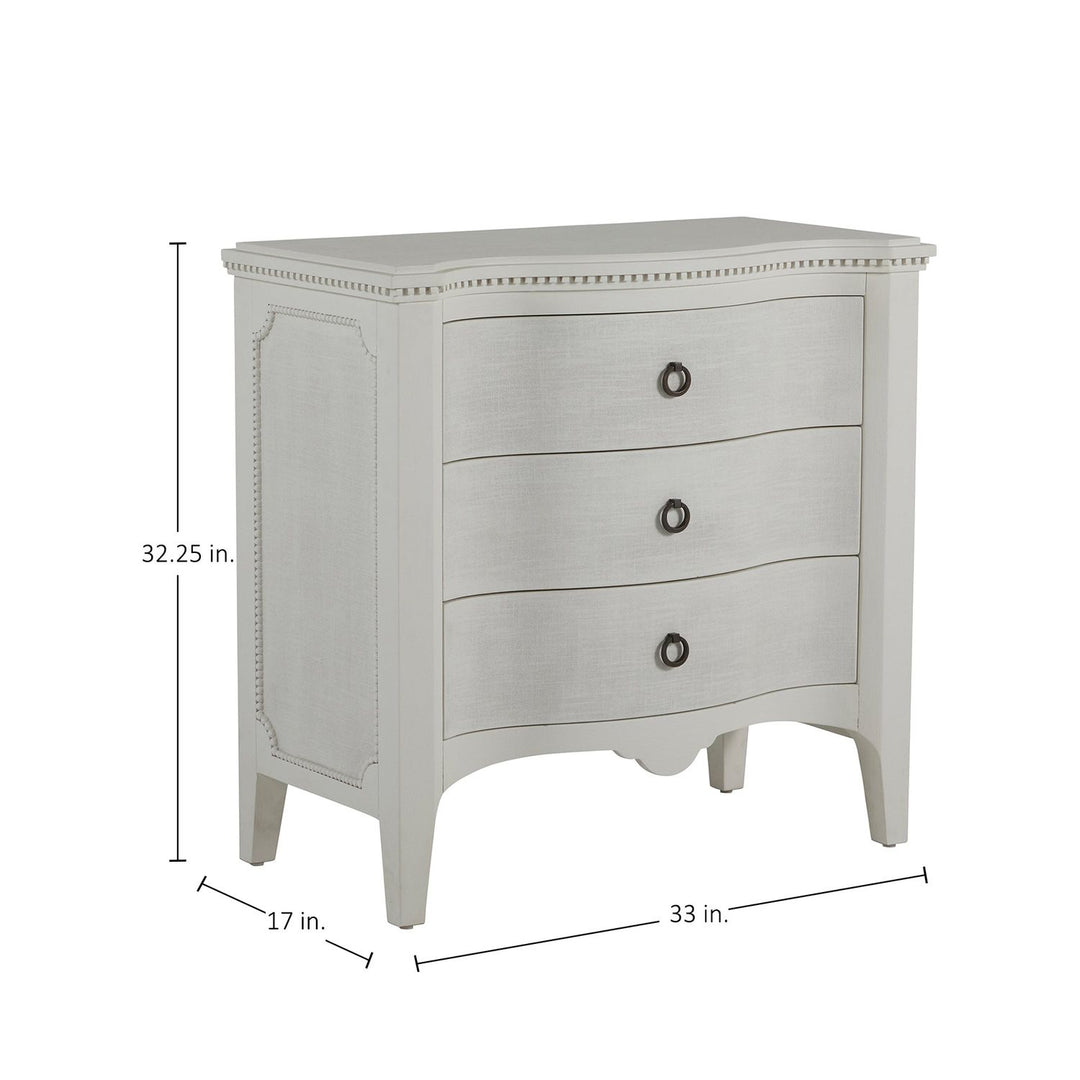 Sarah Mahogany Wood Serpentine Chest - 3 Drawers, Antique White