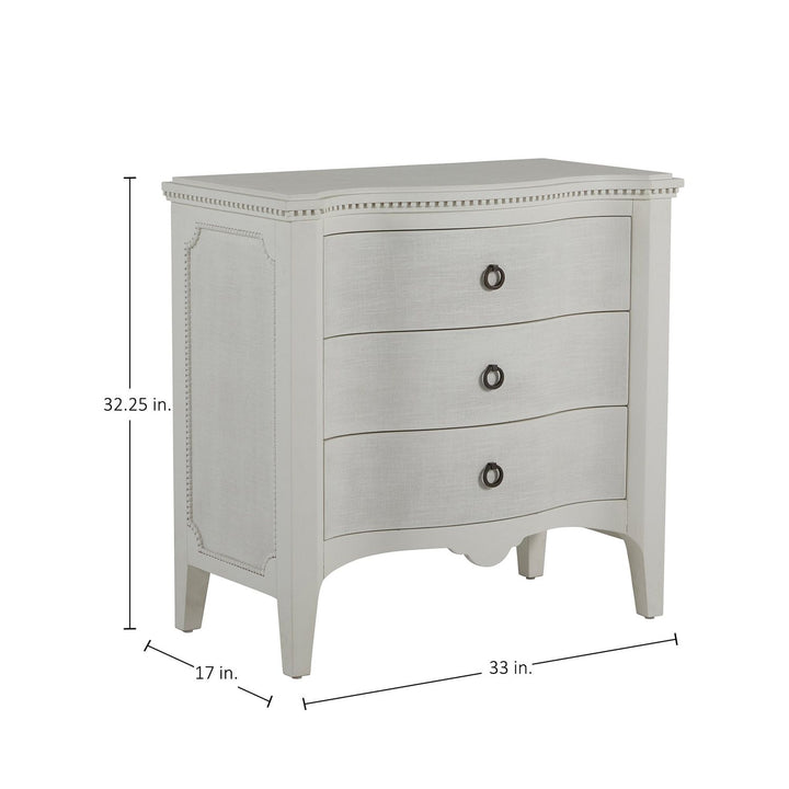 Sarah Mahogany Wood Serpentine Chest - 3 Drawers, Antique White