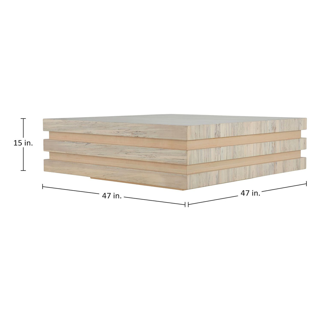 Bourne Wood Square Pedestal Coffee Table - 47 In. W X 15 In. H