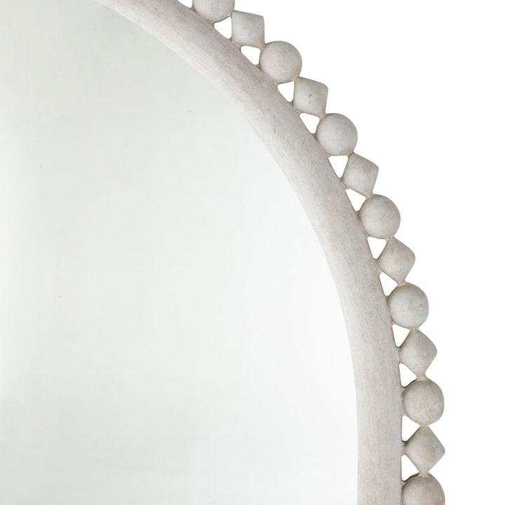 Belle Arch Vanity Mirror - Distressed White, 28 In. W X 1.75 In. D