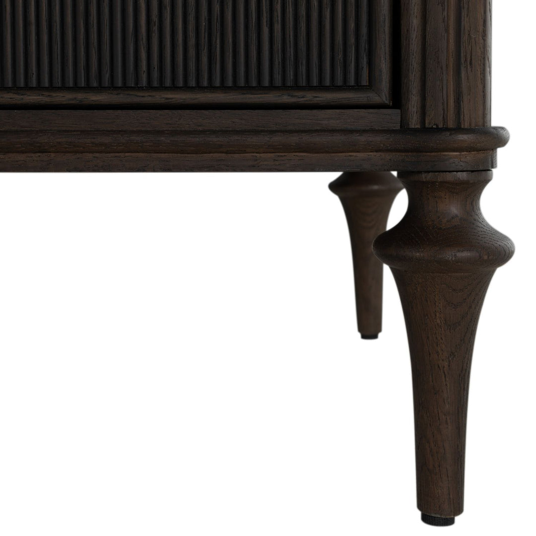 Andrea Oak Wood Chest - 3 Drawers, Dark Stained Oak