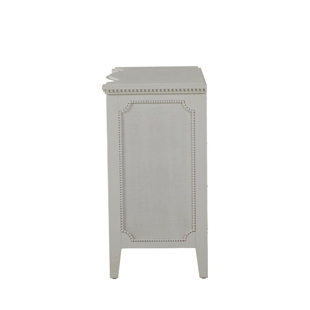 Sarah Mahogany Wood Serpentine Chest - 3 Drawers, Antique White