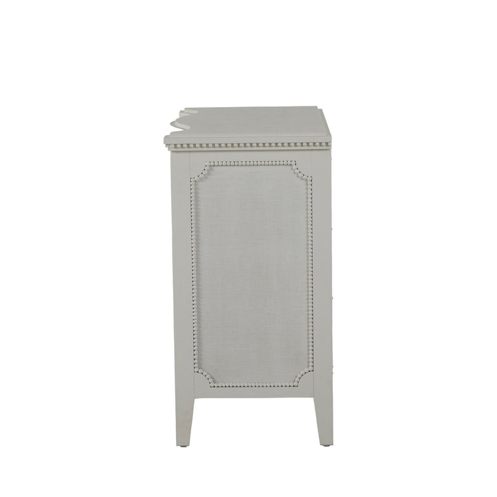 Sarah Mahogany Wood Serpentine Chest - 3 Drawers, Antique White
