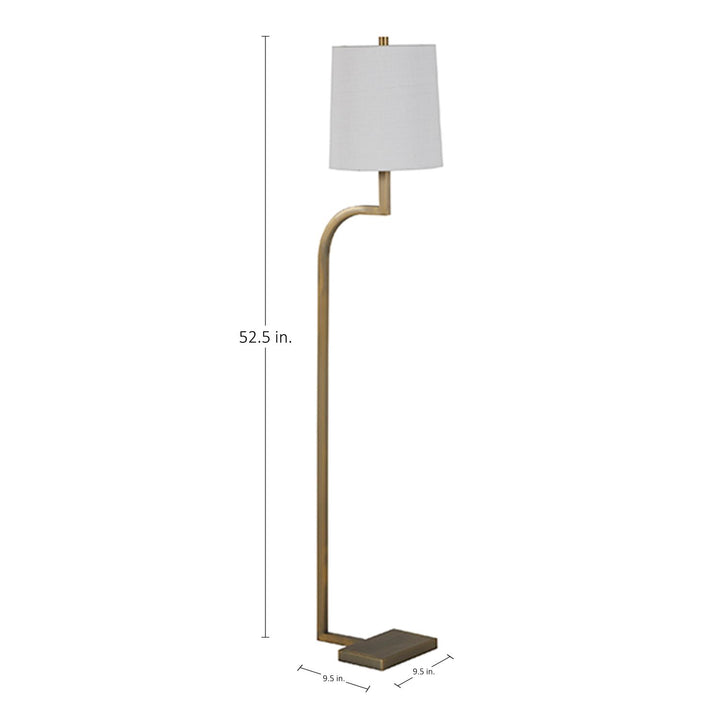 Hawthorne Iron Matte Antique Brass Sleek Curved Floor Lamp - 52.5 In. H