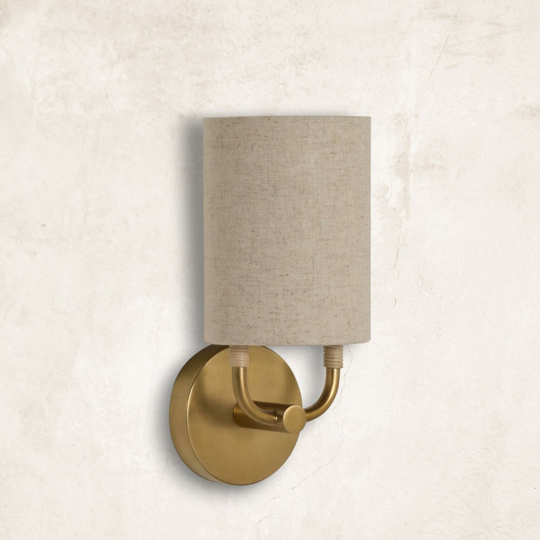 Shorelight Satin Brass Rattan Wall Sconce - 5.75 In. D X 12.5 In. H