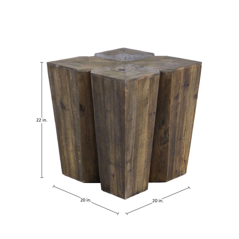 Arthur Mindi Wood Unique Pedestal Side Table - Vintage Gray, 20 In. W X 22 In. H