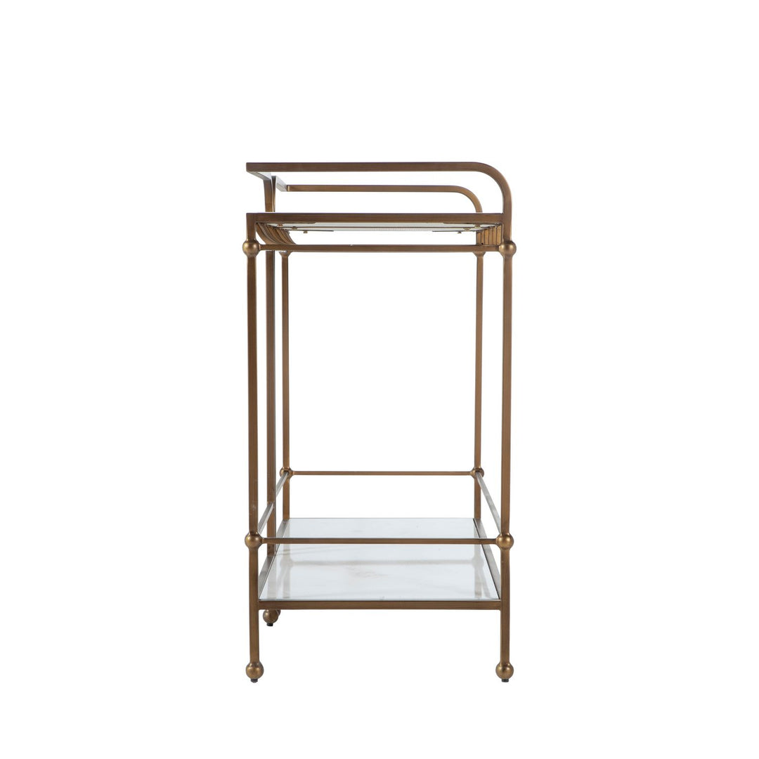 Thia Marble Bar Console Table - Fixed Shelf, Brushed Brass