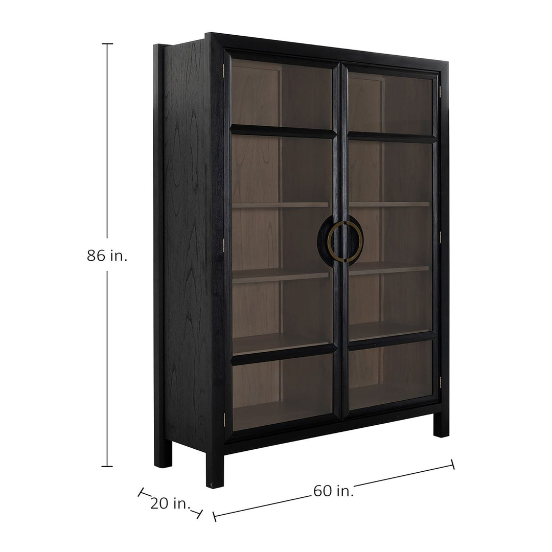 Elias Mindi Wood Transitional Cabinet - 4 Shelves, Antique Bronze