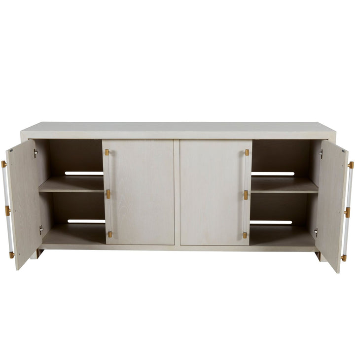 Winford Oak Waterfall Cabinet - 2 Shelves, Cerused White