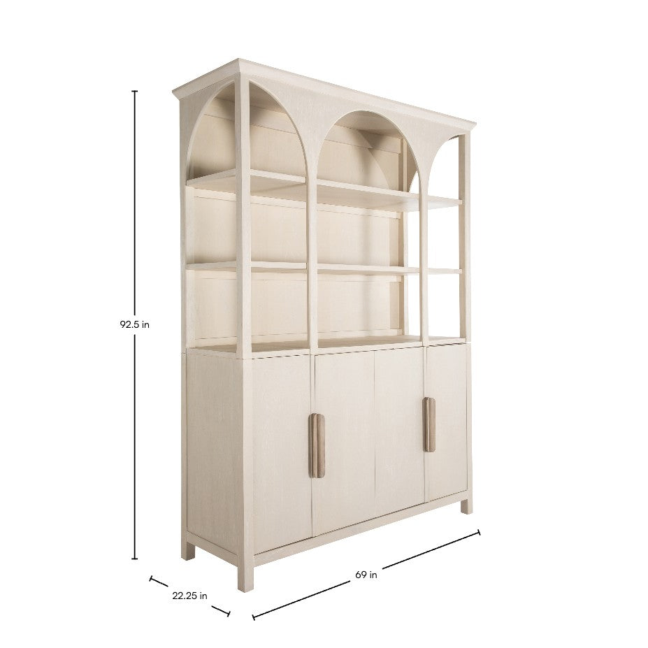 Edison Wood Storage Cabinet - 4 Shelves, Cerused White Natural Bay
