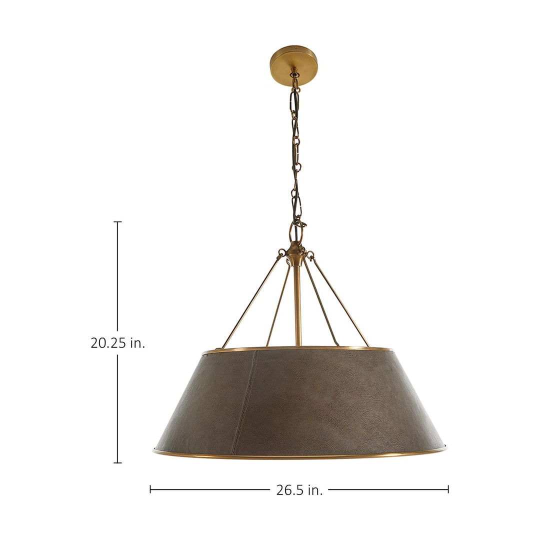Mariana Leather Antique Brass Pendant Chandelier - 26.5 In. D X 20.25 In. H