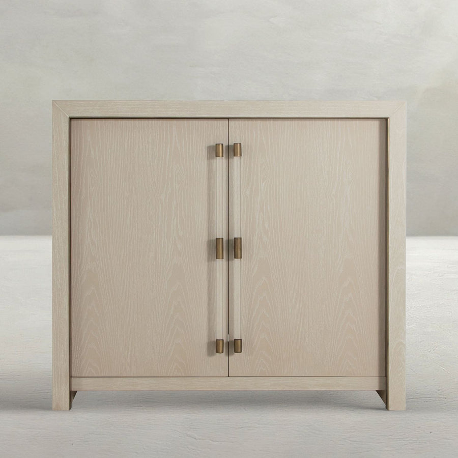 Winford Oak Wood Accent Cabinet - 2 Shelves, Cerused White
