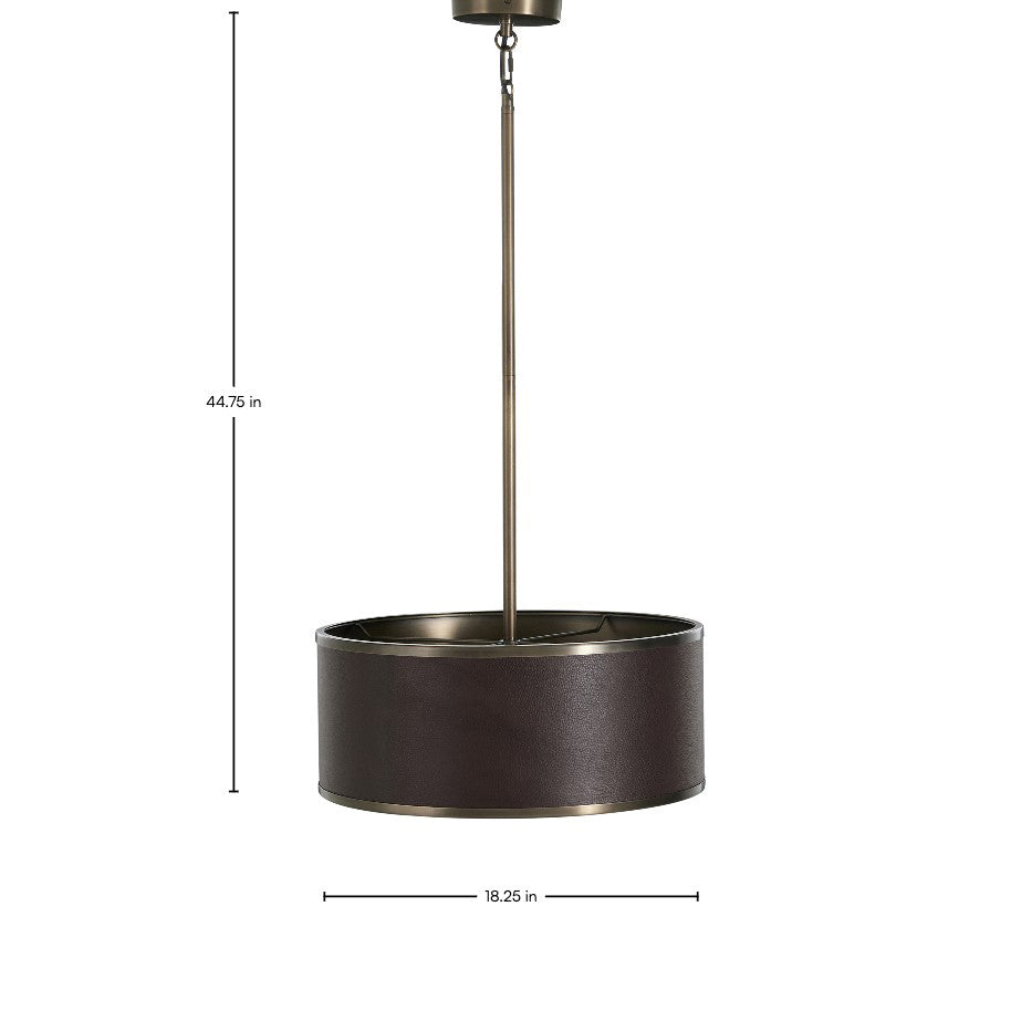 Vistara Mountain Bronze Leather Pendant - 18.25 In. D X 44.75 In. H