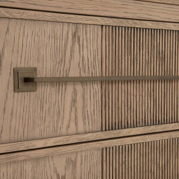 Jordan Oak Wood Dresser - 8 Drawers, Cerused Natural