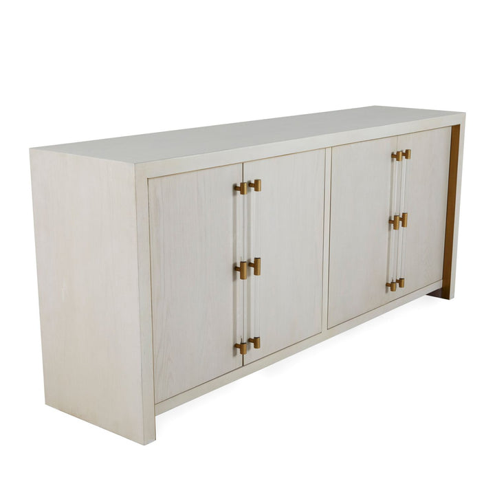 Winford Oak Waterfall Cabinet - 2 Shelves, Cerused White