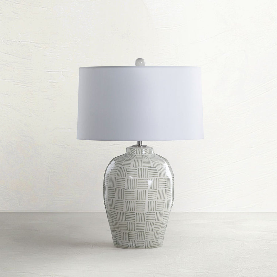 Liora Ceramic Brushed Nickel Table Lamp - 26.5 In. H, Green
