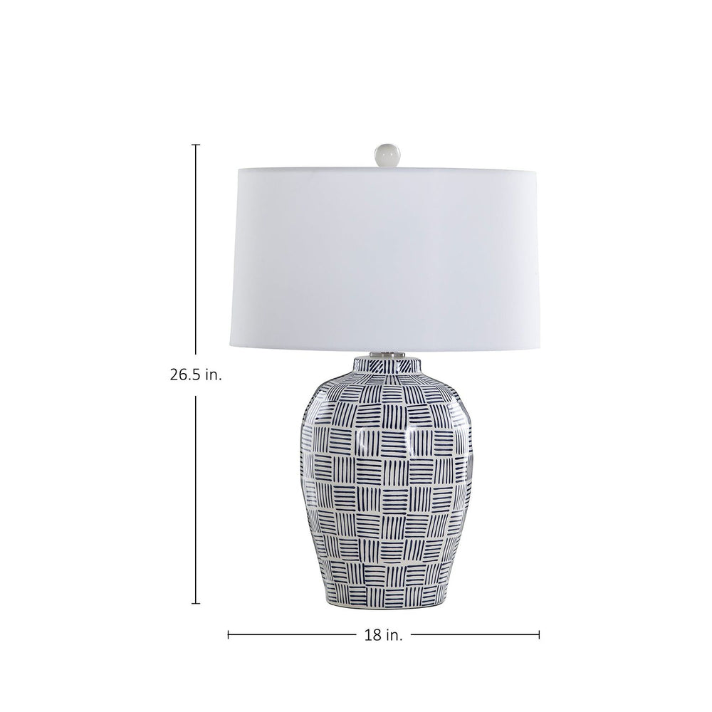 Liora Ceramic Brushed Nickel Table Lamp - 26.5 In. H, Blue