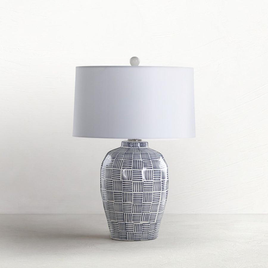 Liora Ceramic Brushed Nickel Table Lamp - 26.5 In. H, Blue