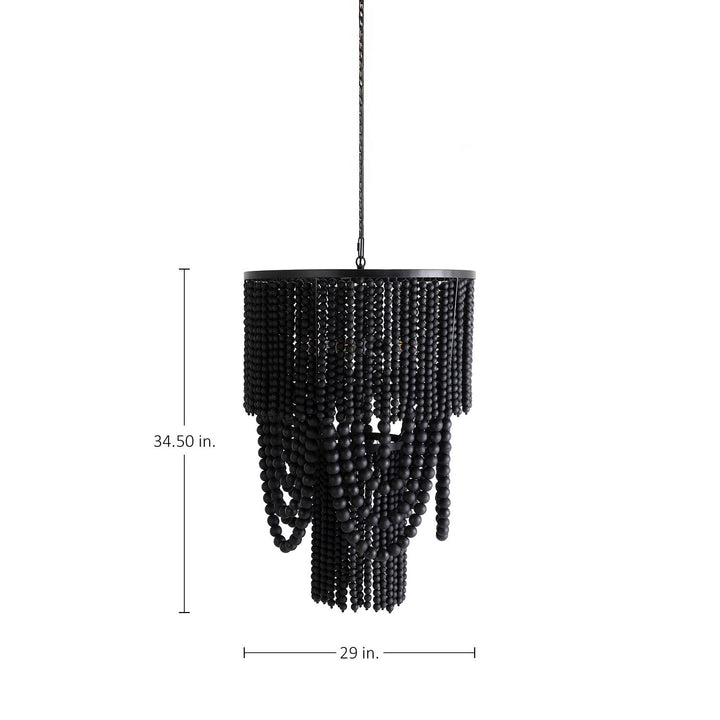 Norton Metal Charcoal Matte Black Beads Chandelier - 29 In. D X 34.5 In. H