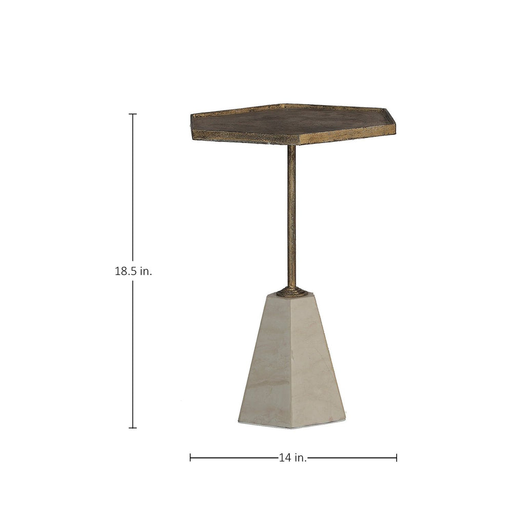Lucinda Metal Hexagon Pedestal Side Table - 14 In. W X 18.5 In. H