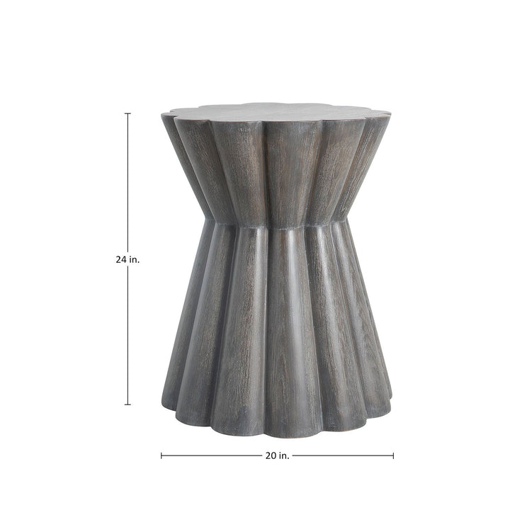 Annie Resin Unique Pedestal Side Table - Forest Black, 20 In. W X 24 In. H