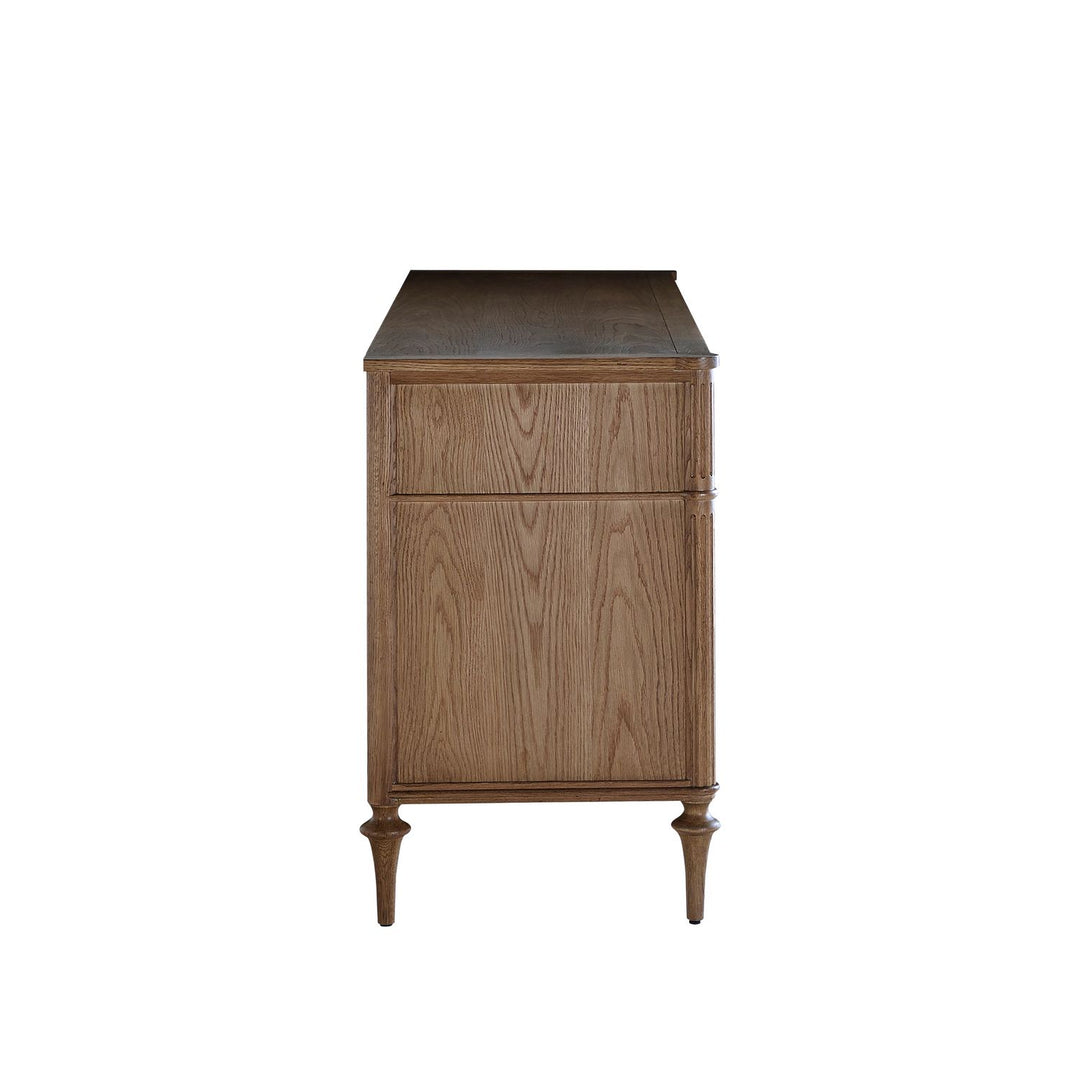 Andrea Oak Ribbed Dresser - 6 Drawers, Antique Bronze
